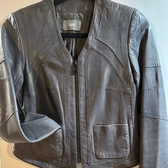 Zadig & Voltaire Lamb Leather Biker Jacket - Picture 2 of 5